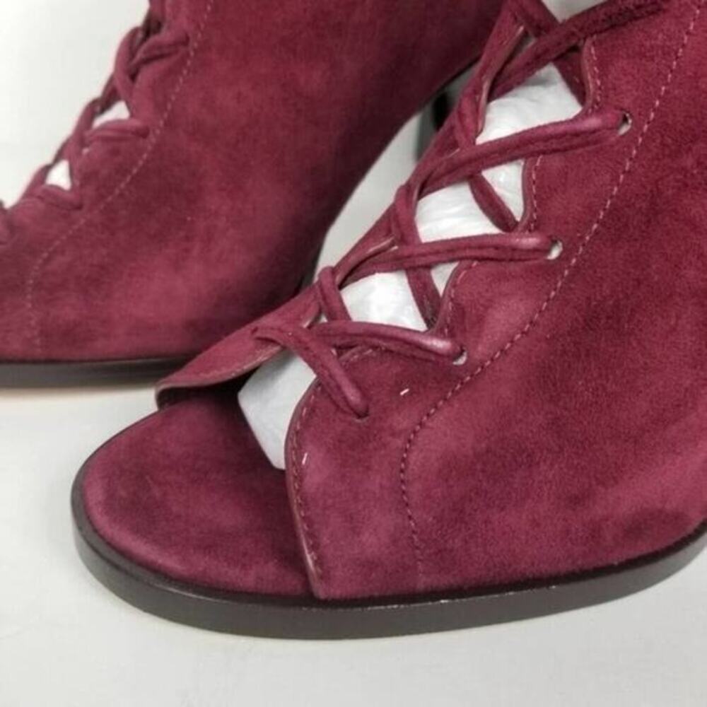 COACH Lena Lux suede lace up heels burgundy size 9 - Picture 3 of 8